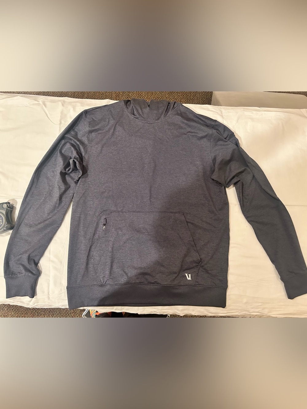 Vuori Ponto Performance Half Zip Hoodie Size medium Heather Gray / Retail $118